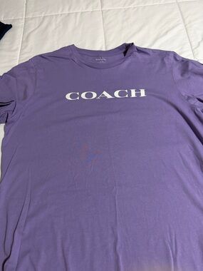 Coach Men’s Lavender Crew Neck T-Shirt with White Logo